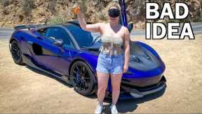LETTING MY SISTER DRIVE MY MCLAREN WHILE BLINDFOLDED *BAD IDEA*