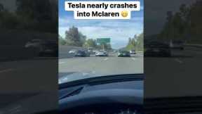 Tesla Nearly CRASHES into MCLAREN! #shorts