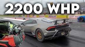 2200WHP Twin Turbo Lamborghini POV + Drag Racing at TX2k24 Day 3