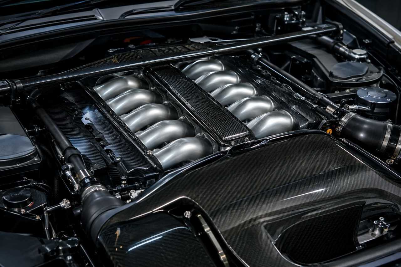 V12 hybrid engine bay of a supercar