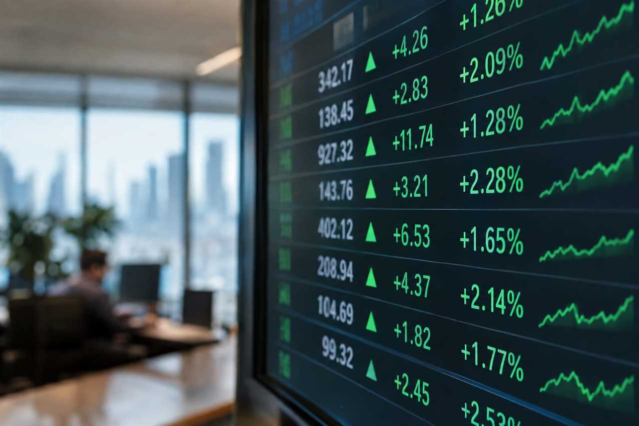 Financial display tracking share price movements