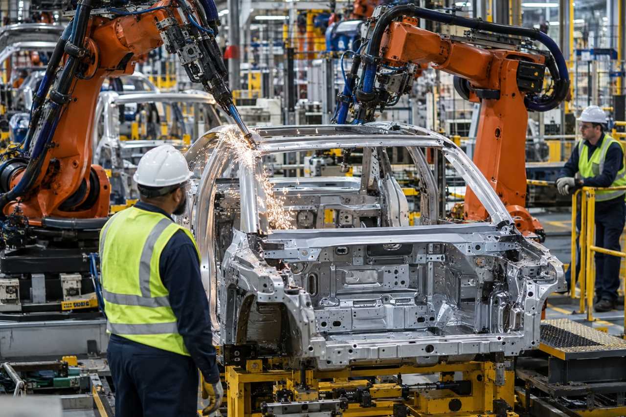 US auto plant assembly line in operation