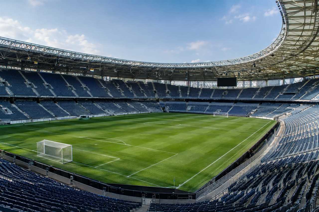 Football stadium exterior in daylight