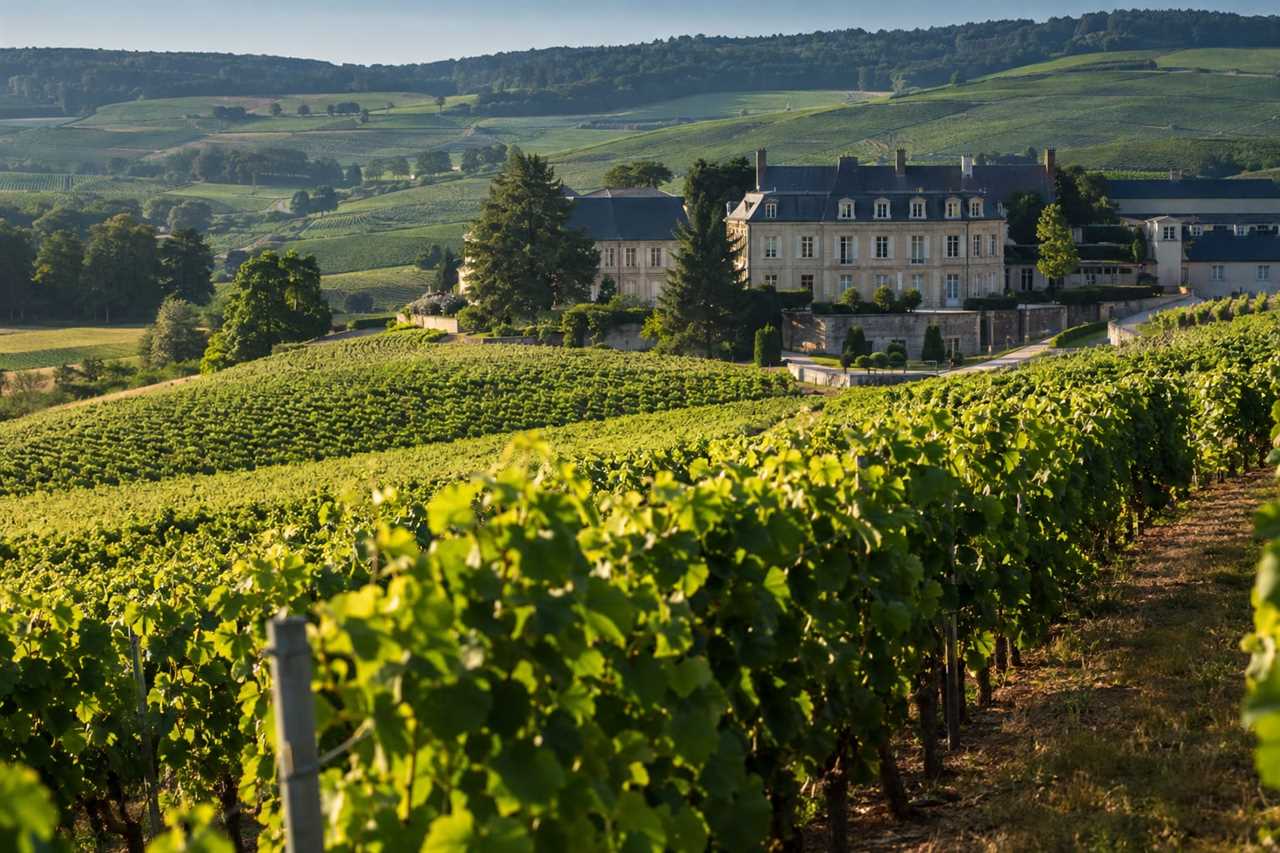 Vineyard hillside near a champagne estate