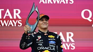 BAKU, AZERBAIJAN - SEPTEMBER 26: Third placed Isack Hadjar of France and Oracle Red Bull Racing