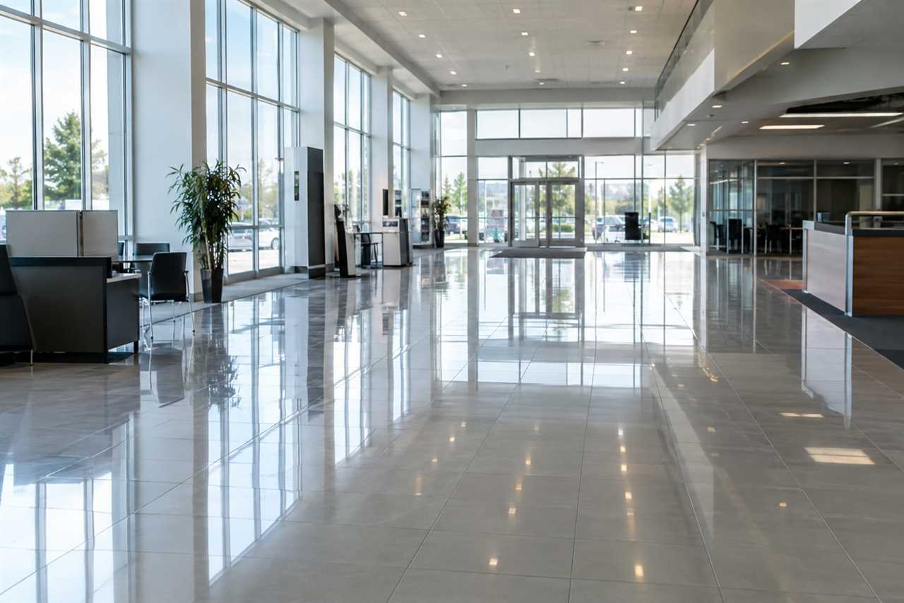 Empty showroom floor awaiting new inventory.