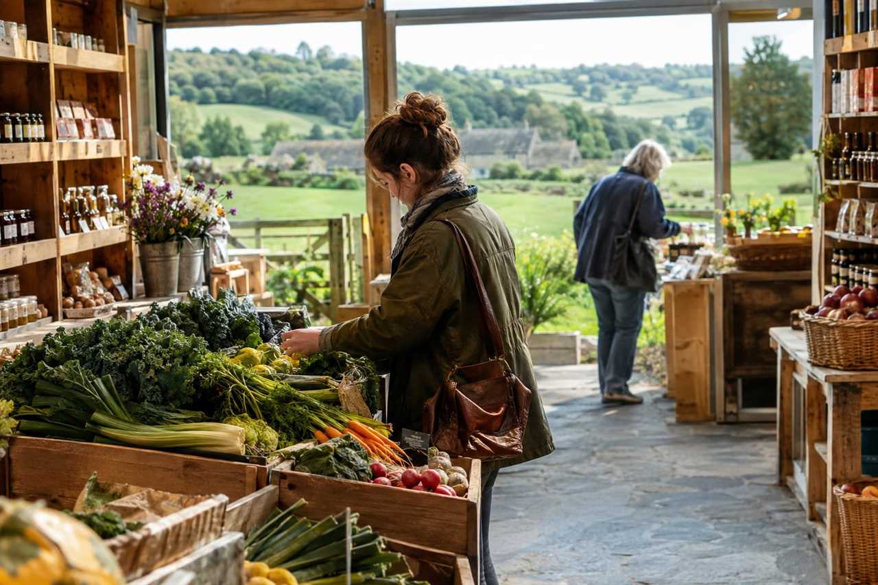 Cotswolds farm shop amid rolling countryside
