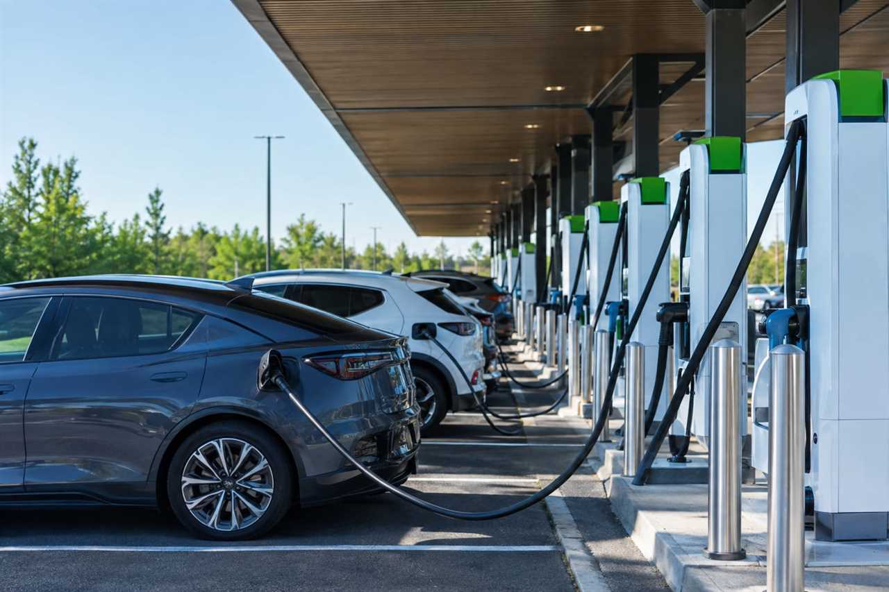 Ultra-rapid EV chargers at a motorway service station
