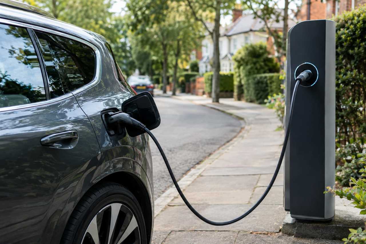 Electric car charging on a residential street