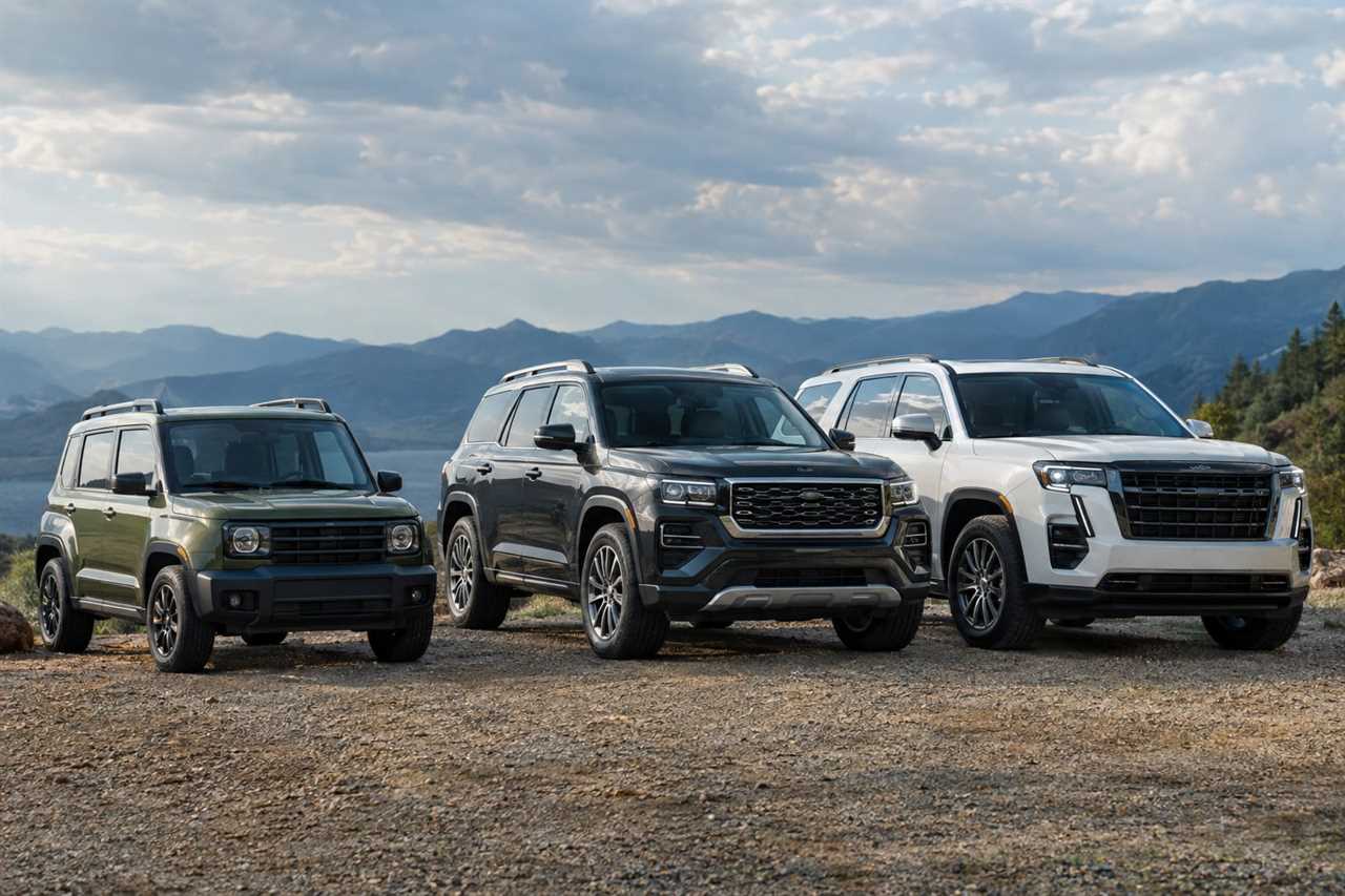 Compact SUV parked alongside larger models