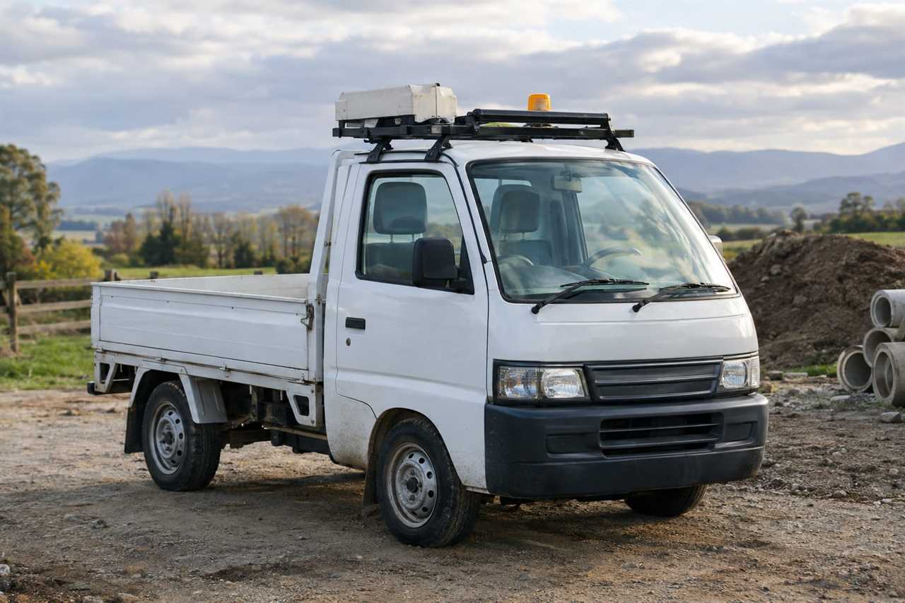 Work-ready SUV parked at rural site