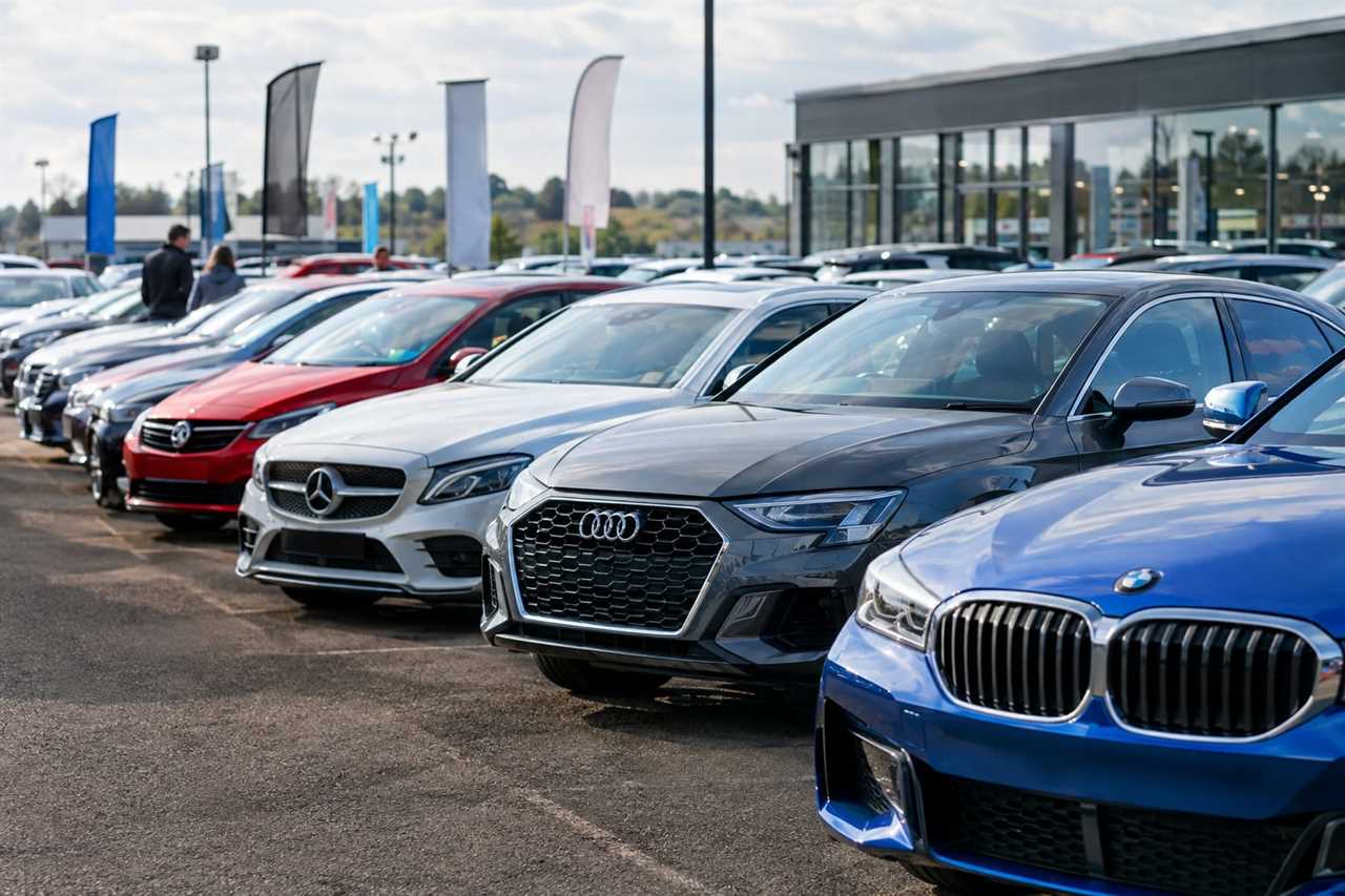 New cars on display at a UK dealership