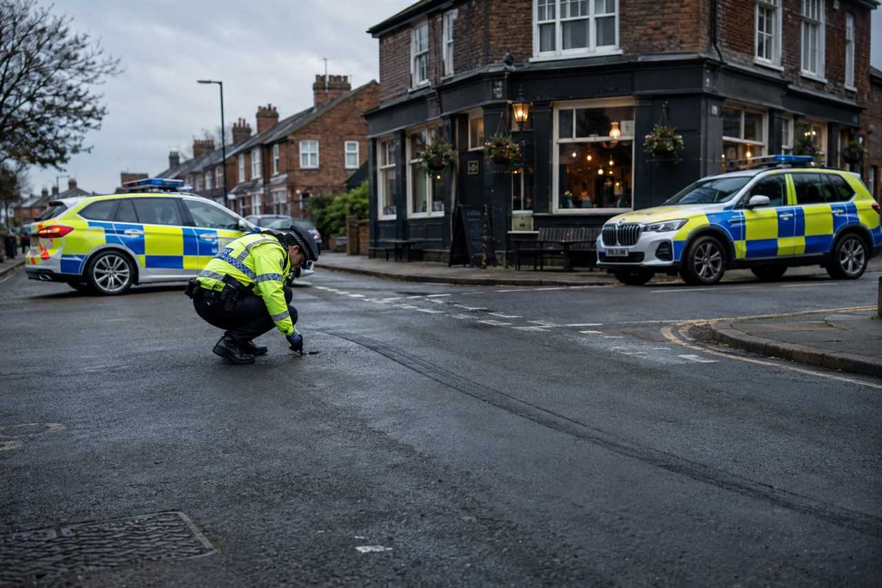 Police investigate a residential street after a crash