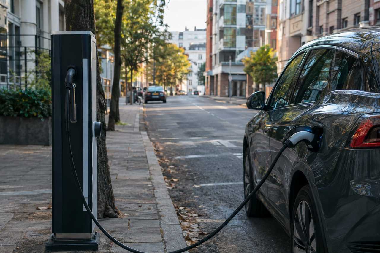A charging station on a developing urban street