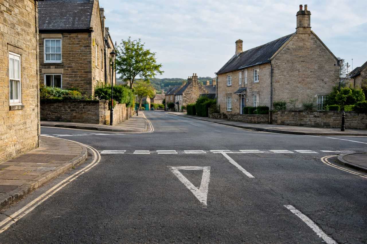 Give way junction markings on a quiet residential road
