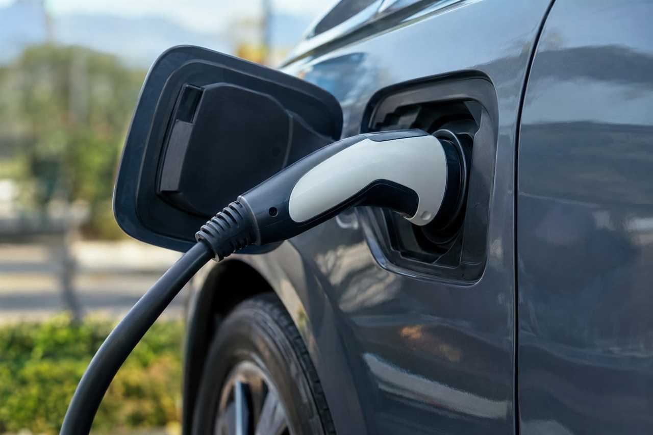 Close-up of an EV charging connector