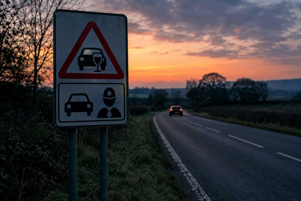 Road safety sign warning against drink-driving