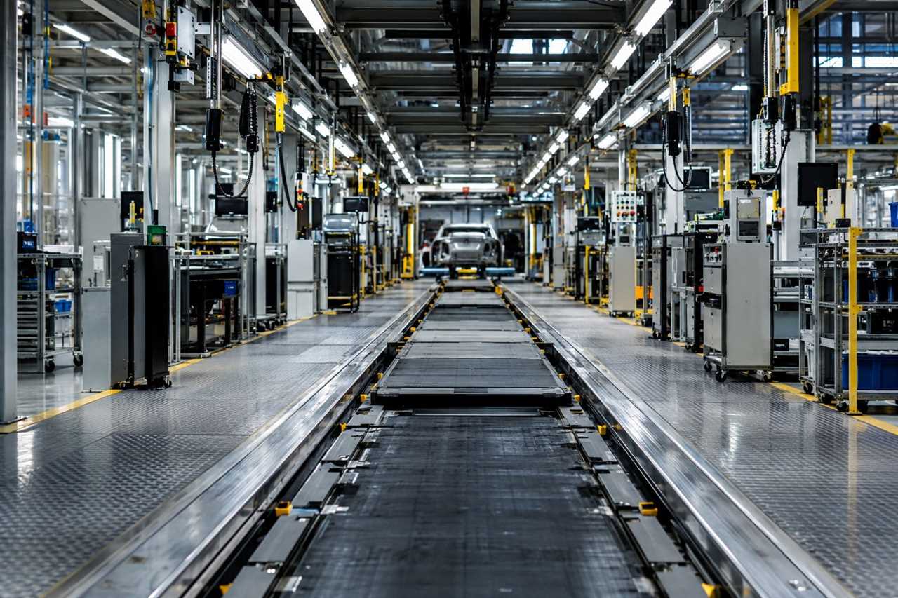 Idle production line reflecting adjusted work hours