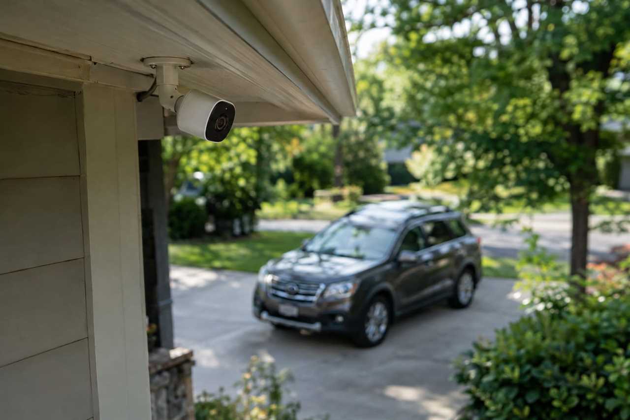 Home CCTV camera overlooking parked vehicle