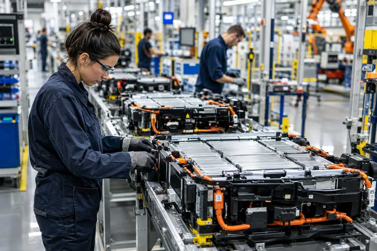 Battery assembly line at a car factory