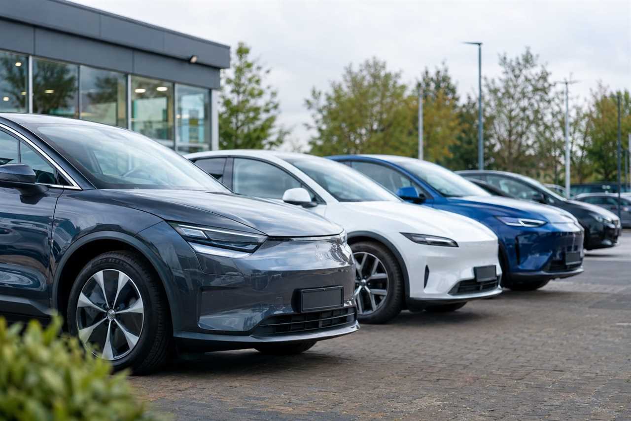 Electric vehicles for sale on a used car forecourt