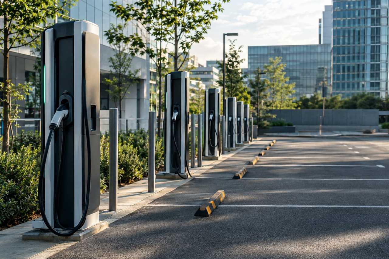 Electric charging stations reflect auto industry's shift.