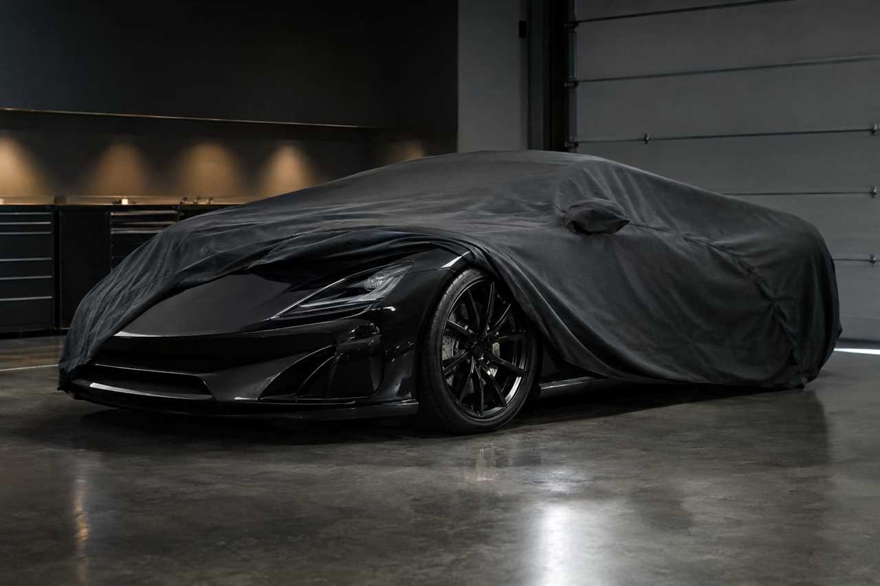 A high-performance car kept under wraps before reveal