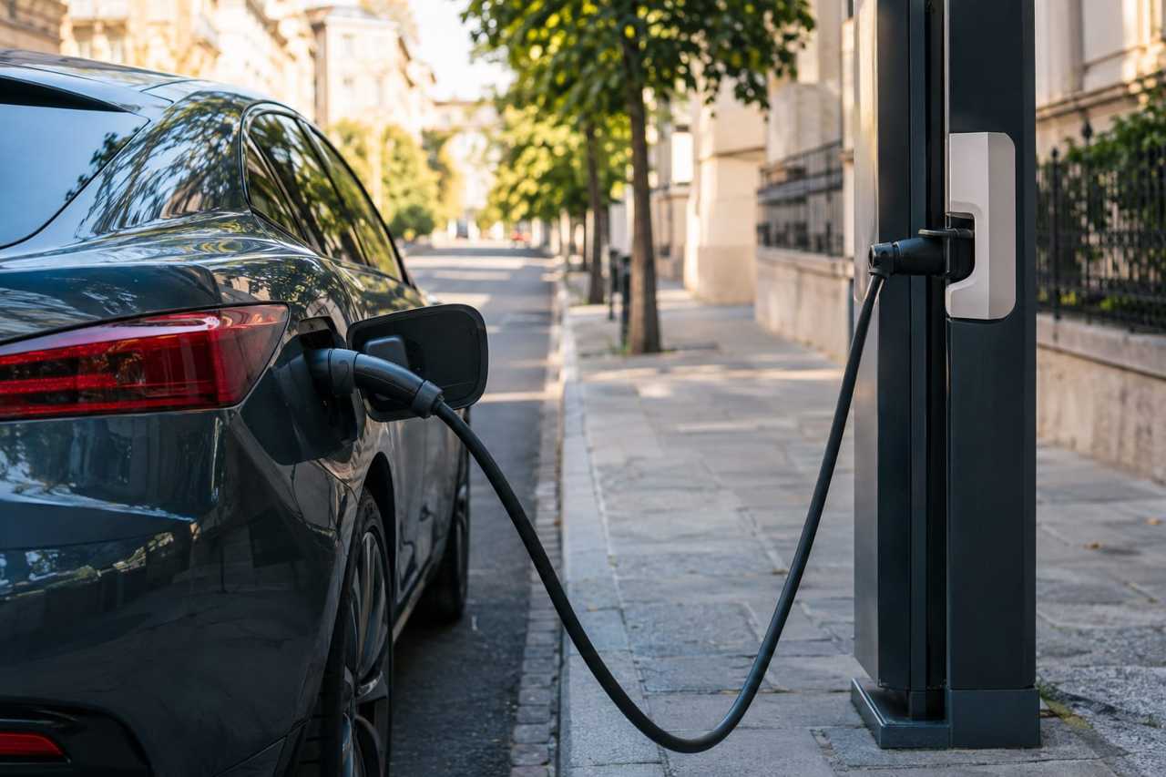 Electric vehicle charging at a public station