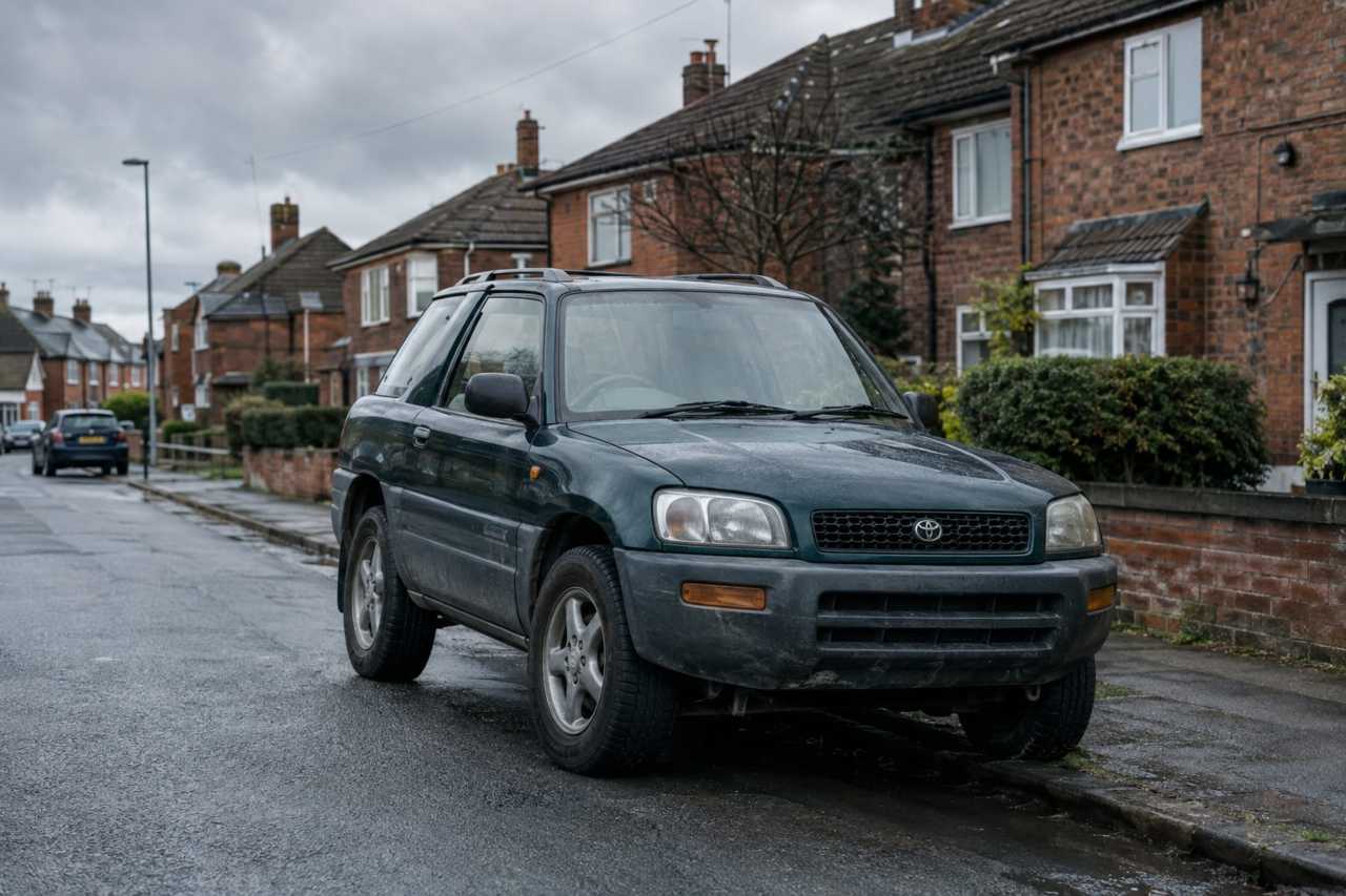 Older SUV parked on a British residential street