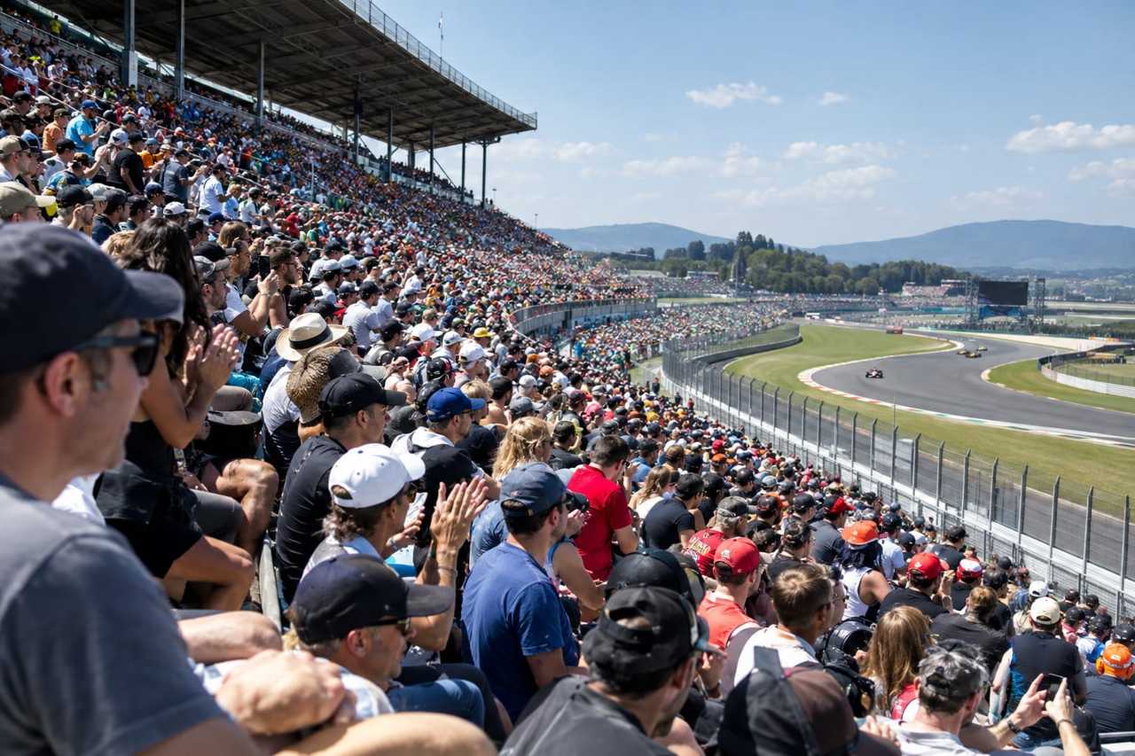 Fans fill the stands on race day