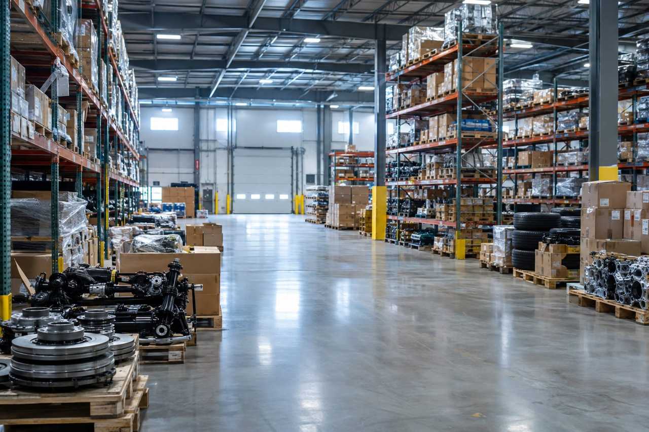 Supply chain warehouse sits quiet and empty