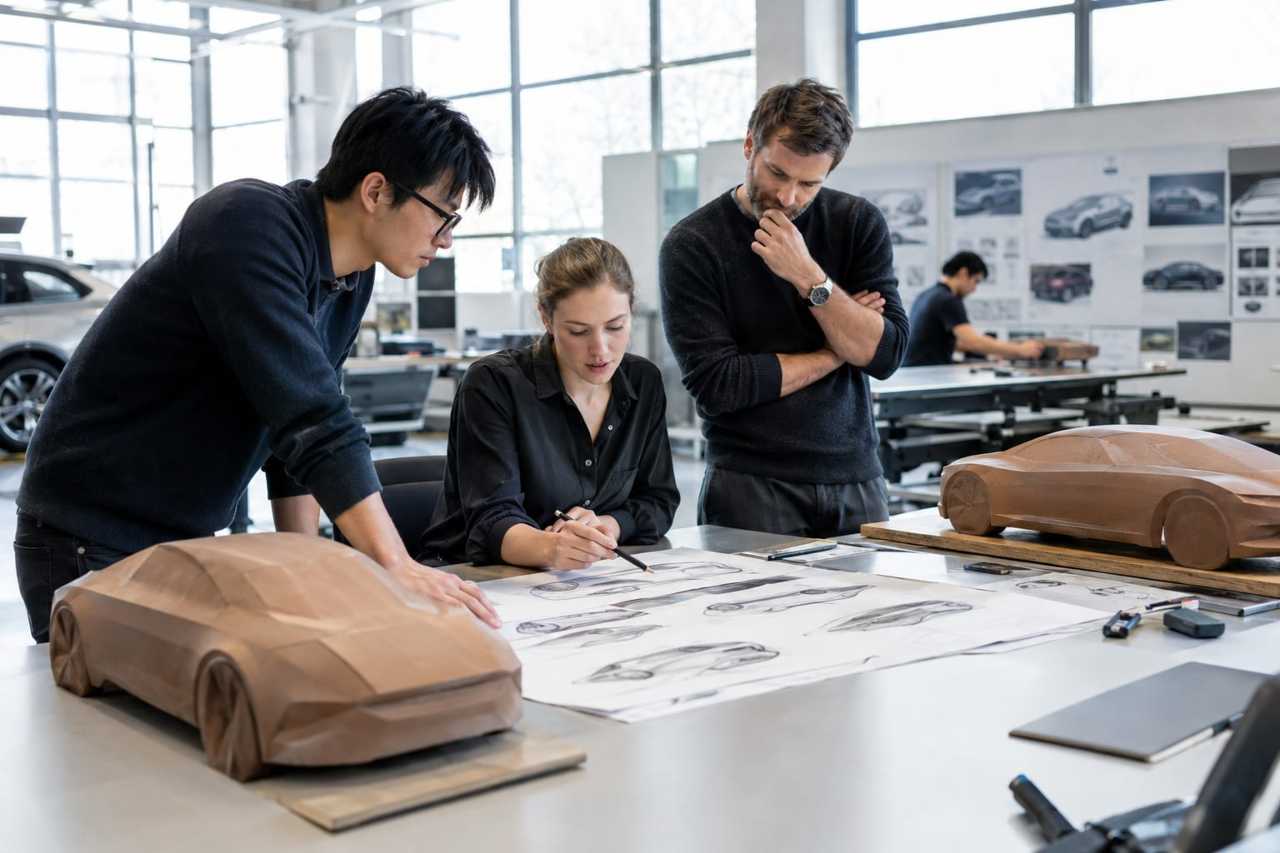 Designers review concepts in vehicle development studio