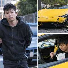 Man Charged After Crashing Into Lamborghini Then Found Eating Chinese Meal at Wheel