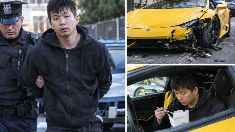 Man Charged After Crashing Into Lamborghini Then Found Eating Chinese Meal at Wheel
